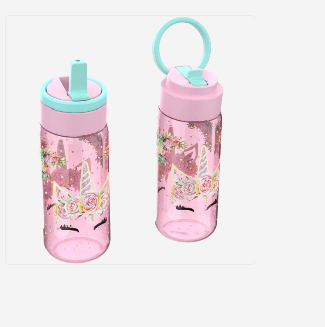 Enhjørning blomst Drikkedunk med fliptop drikketud