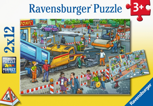 Puslespil vejarbejde 2x12 brikker