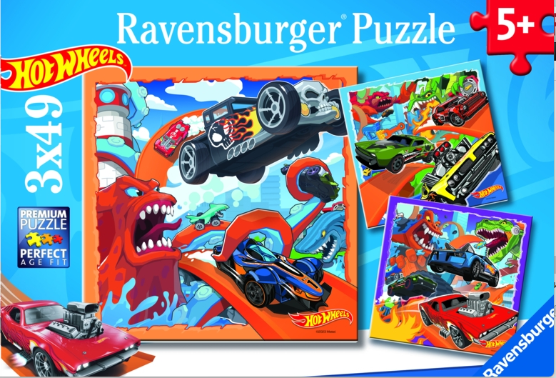 Hot Wheels puslespil 3x49 brikker