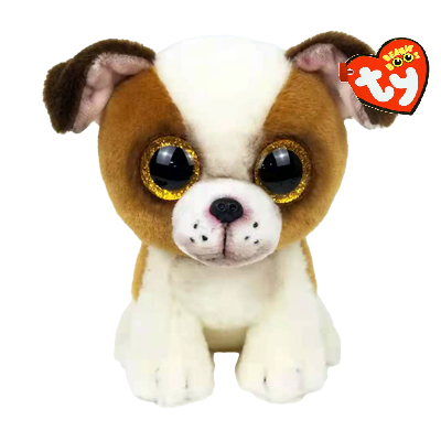 TY Bamse HUGO 15 cm. - brown/white dog TY36396