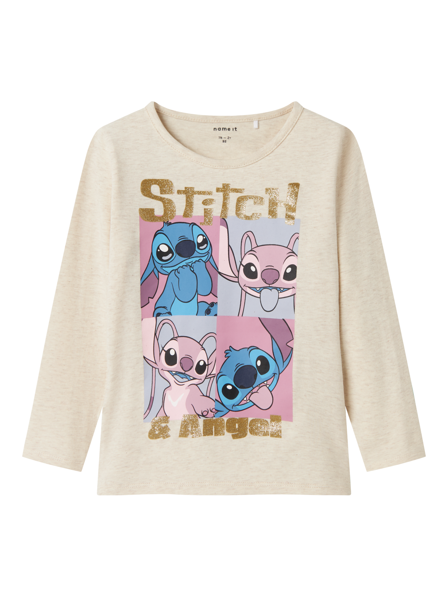 Name It Stitch og Angel creme langærmet t-shirt 92 cm