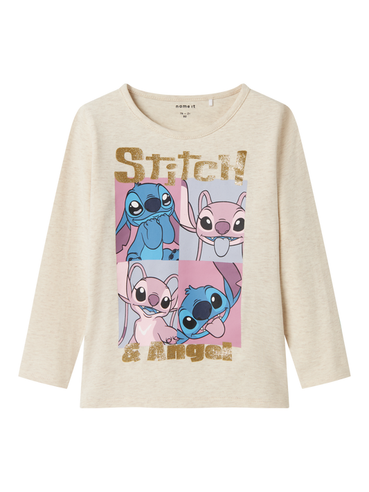 Name It Stitch og Angel creme langærmet t-shirt 92 cm