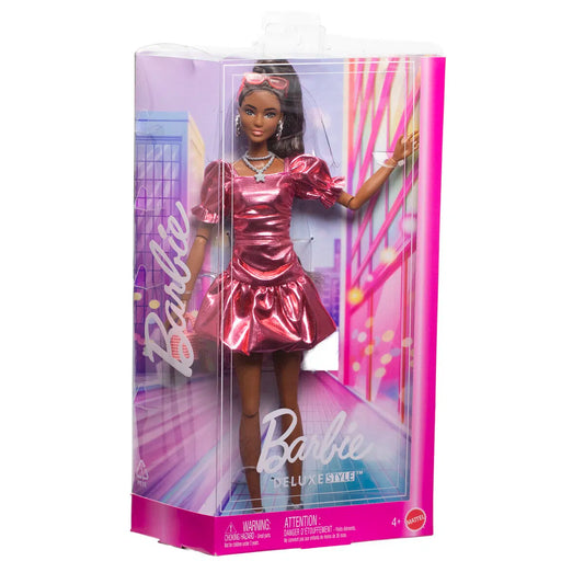 Barbie Deluxe Style Boblekjole Mørk Dukke