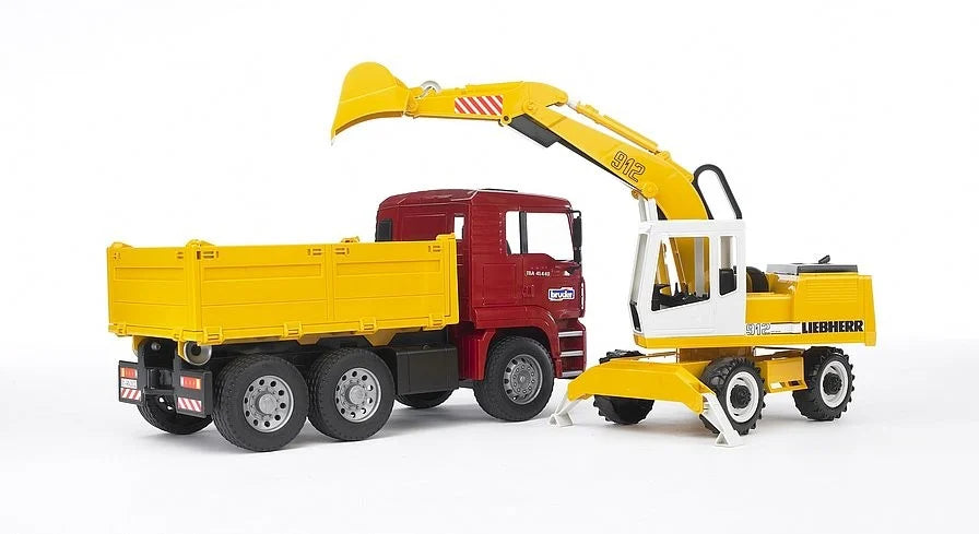 Bruder MAN TGA Construction truck with Liebherr Excavator legetøjsbil