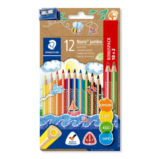 Staedtler 12 jumbo farveblyanter med blyantspidser