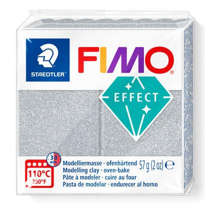 Fimo ler effect grå glimmer