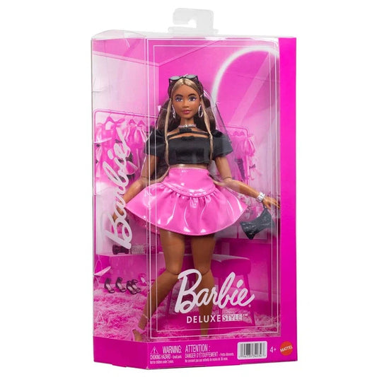 Barbie Deluxe Style Black Top Pink Skirt Set