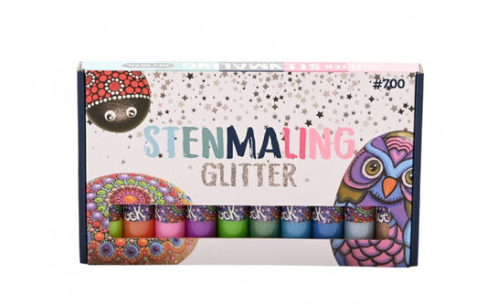 Stenmaling 10X30ml GLITTER farver