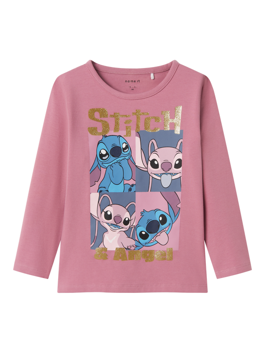 Name It Stitch og Angel rosa langærmet t-shirt 92 cm