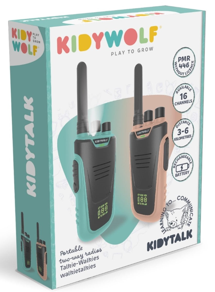 Kidywolf walkie talkie-sæt, nude/cyan