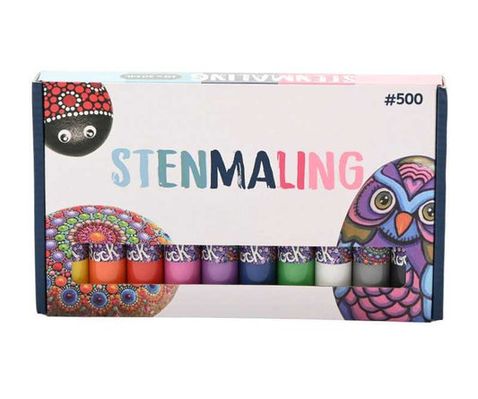 Stenmaling 10 x 30 ml – Primære farver